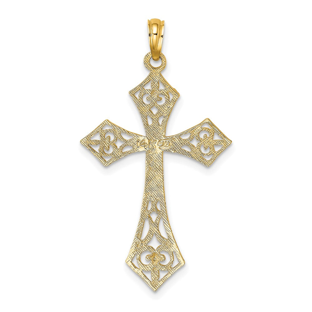 FJC Finejewelers 10 kt Yellow Gold Filigree Cross Charm 31 x 21 mm