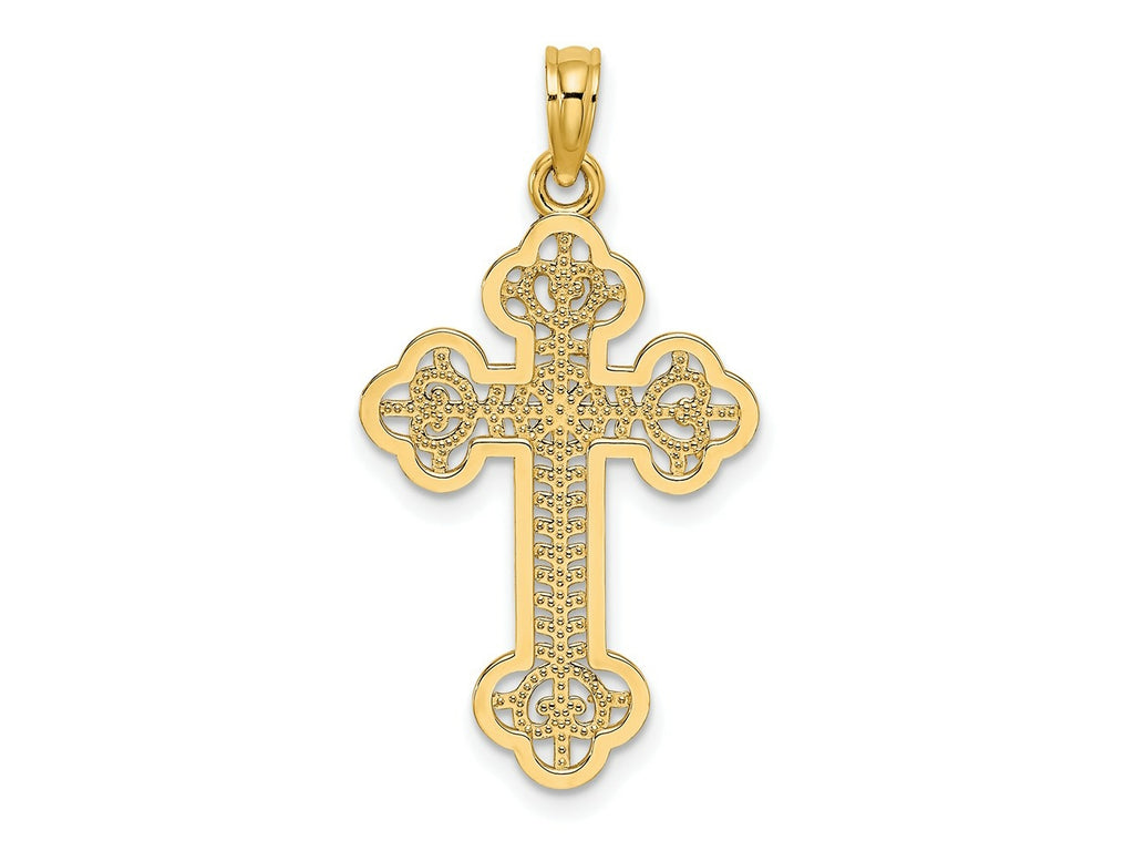 FJC Finejewelers 10 kt Yellow Gold Cut-Out Design Cross Charm 29 x 16 mm