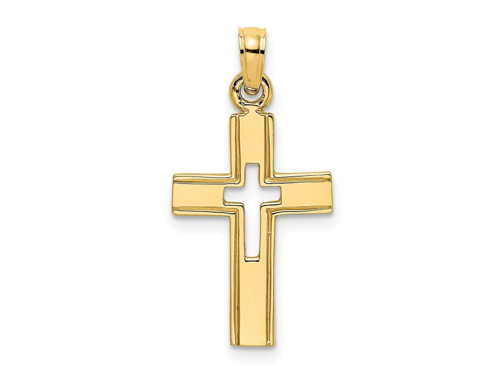 FJC Finejewelers 10 kt Yellow Gold Polished and Cut-Out Cross Charm 19 mm
