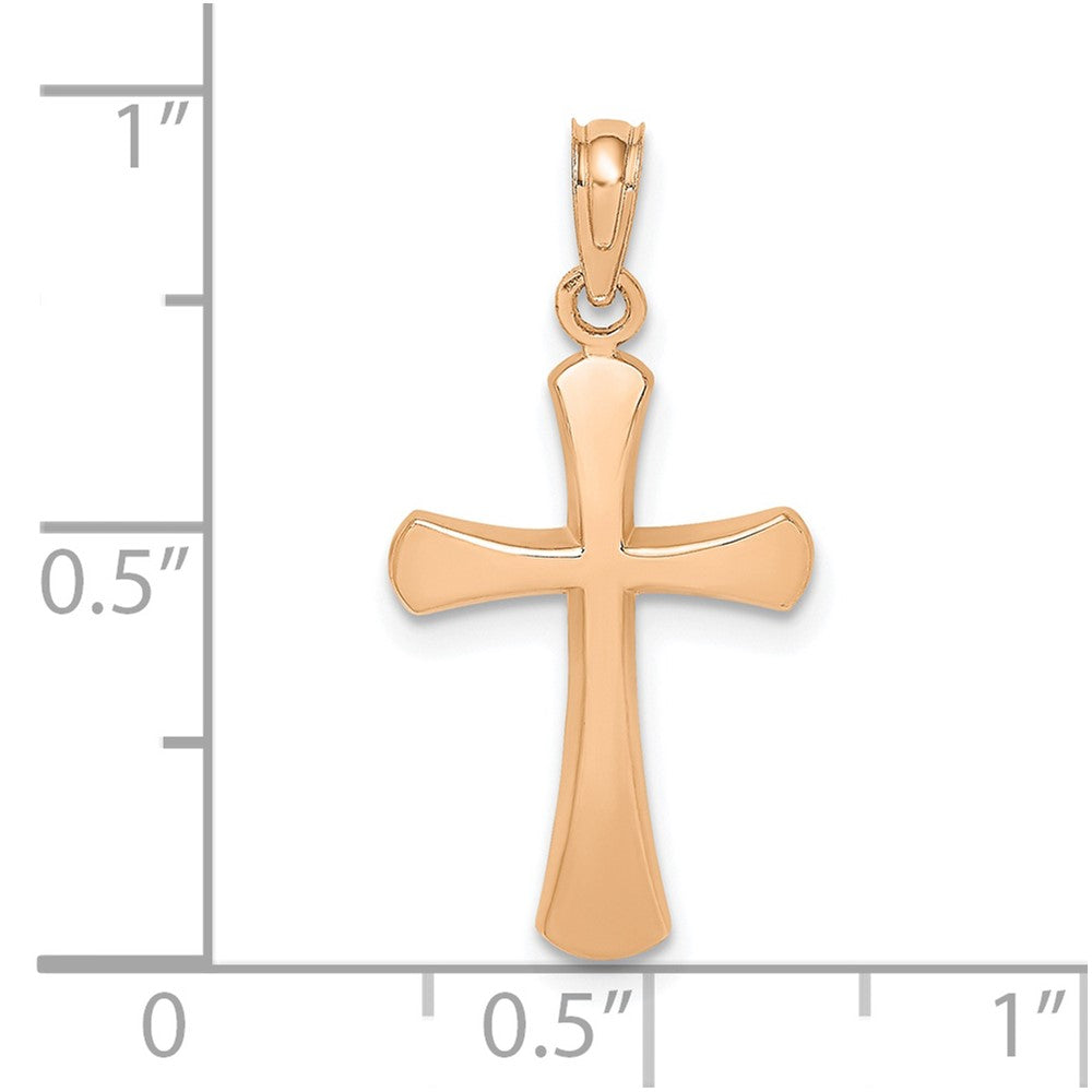 FJC Finejewelers 10 kt Rose Gold Themed Rose Gold Polished Beveled Cross w/ Round Tips Charm 24.5 x 12 mm