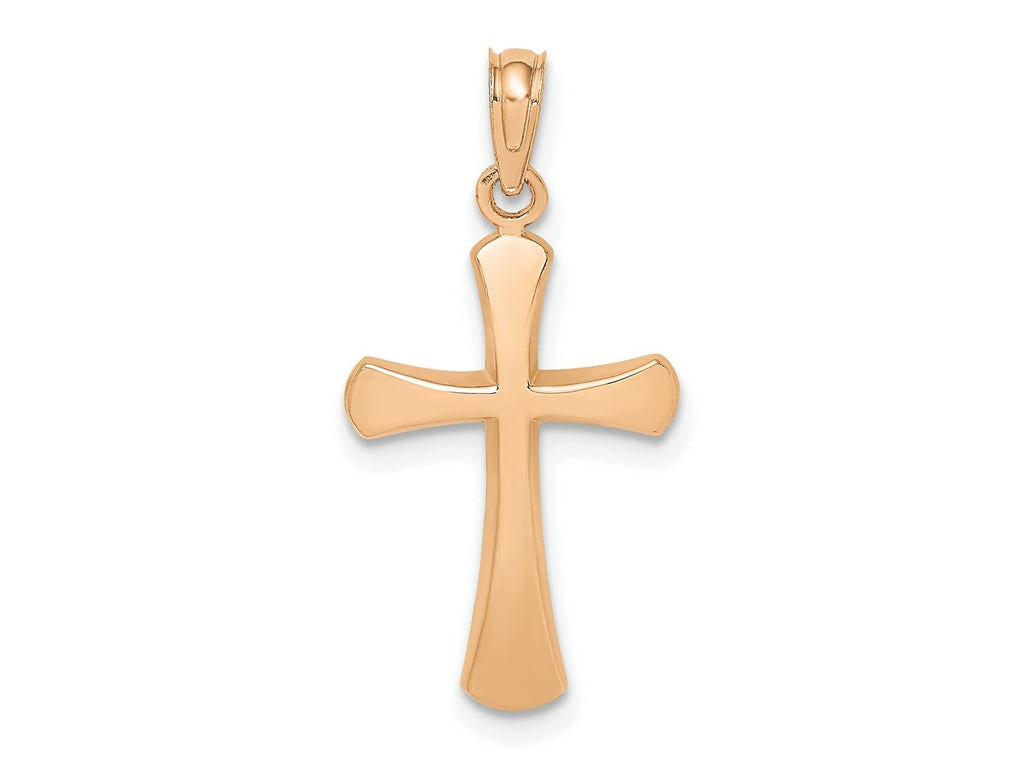 FJC Finejewelers 10 kt Rose Gold Themed Rose Gold Polished Beveled Cross w/ Round Tips Charm 24.5 x 12 mm
