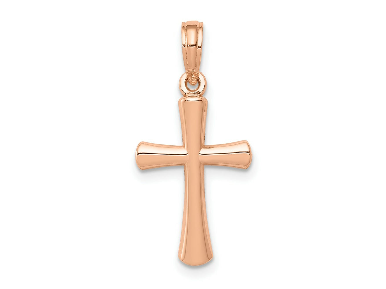 FJC Finejewelers 10 kt Rose Gold Themed Rose Gold Polished Beveled Cross w/ Round Tips Charm 22 mm x 10 mm