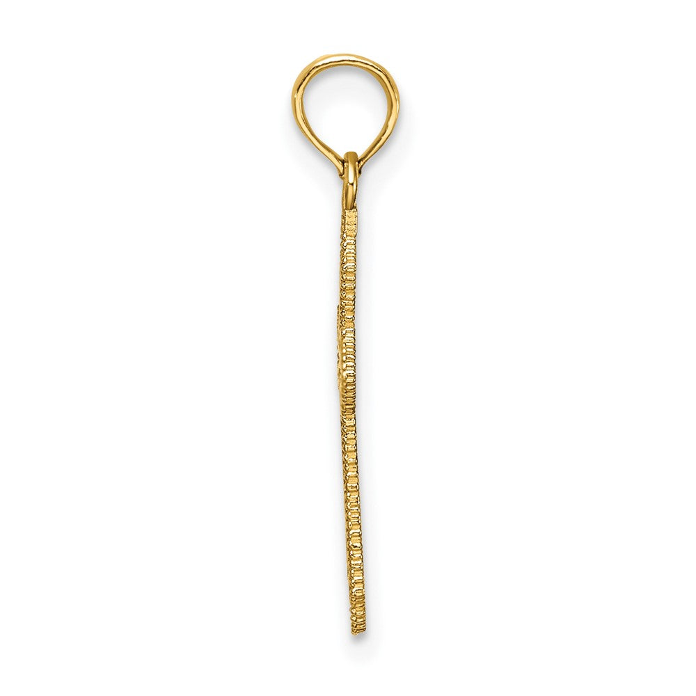 FJC Finejewelers 10 kt Yellow Gold Bright Cut with Beaded Edge Cross Charm 17 x 12 mm
