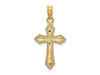 FJC Finejewelers 10 kt Yellow Gold Bright Cut with Beaded Edge Cross Charm 17 x 12 mm