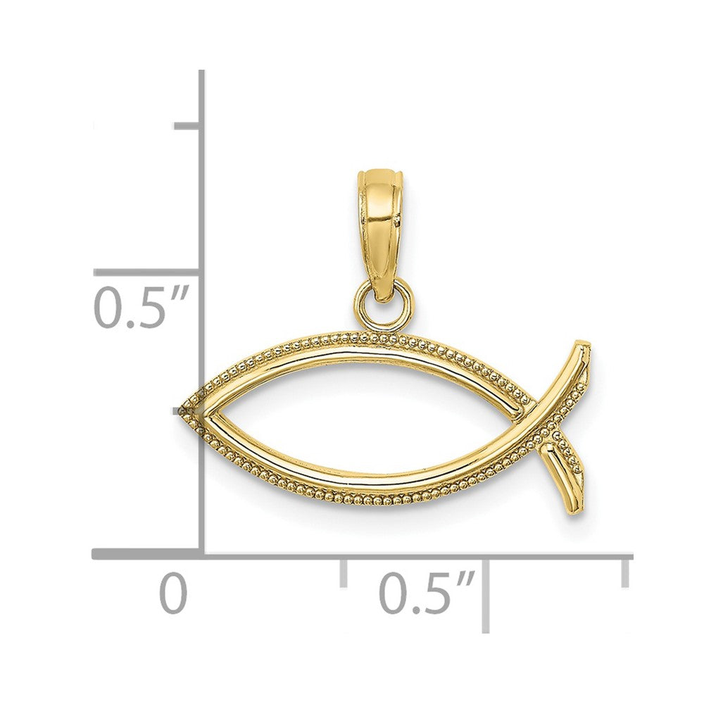 FJC Finejewelers 10 kt Yellow Gold Ichthus Charm 13 x 7 mm