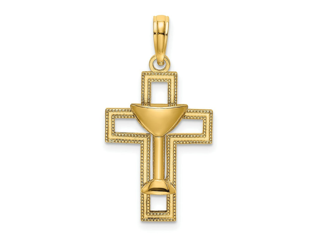 FJC Finejewelers 10 kt Yellow Gold Polished Cross W/ Communion Cup Charm 25 x 14 mm