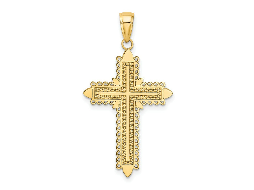 FJC Finejewelers 10 kt Yellow Gold with Lace Border Cross Charm 36 x 20 mm