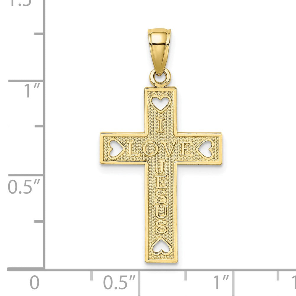FJC Finejewelers 10 kt Yellow Gold I LOVE JESUS Cross with Hearts Charm 25 mm