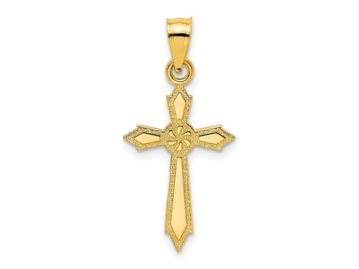 FJC Finejewelers 10 kt Yellow Gold with Engraved Edges Cross Charm 18 x 12 mm