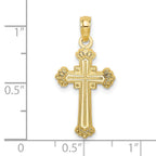 FJC Finejewelers 10 kt Yellow Gold Textured Leaves On Edges Cross Charm 24 x 13 mm