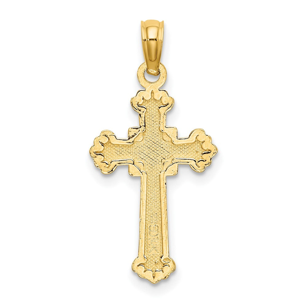 FJC Finejewelers 10 kt Yellow Gold Textured Leaves On Edges Cross Charm 24 x 13 mm