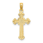 FJC Finejewelers 10 kt Yellow Gold Textured Leaves On Edges Cross Charm 24 x 13 mm