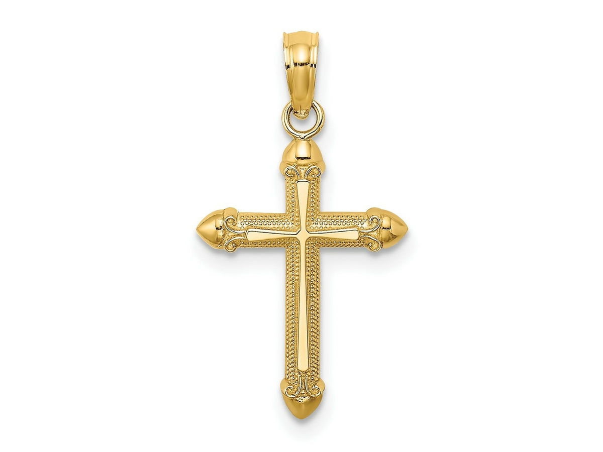 FJC Finejewelers 10 kt Yellow Gold Polished with Scroll Design Cross Charm 22 x 12 mm