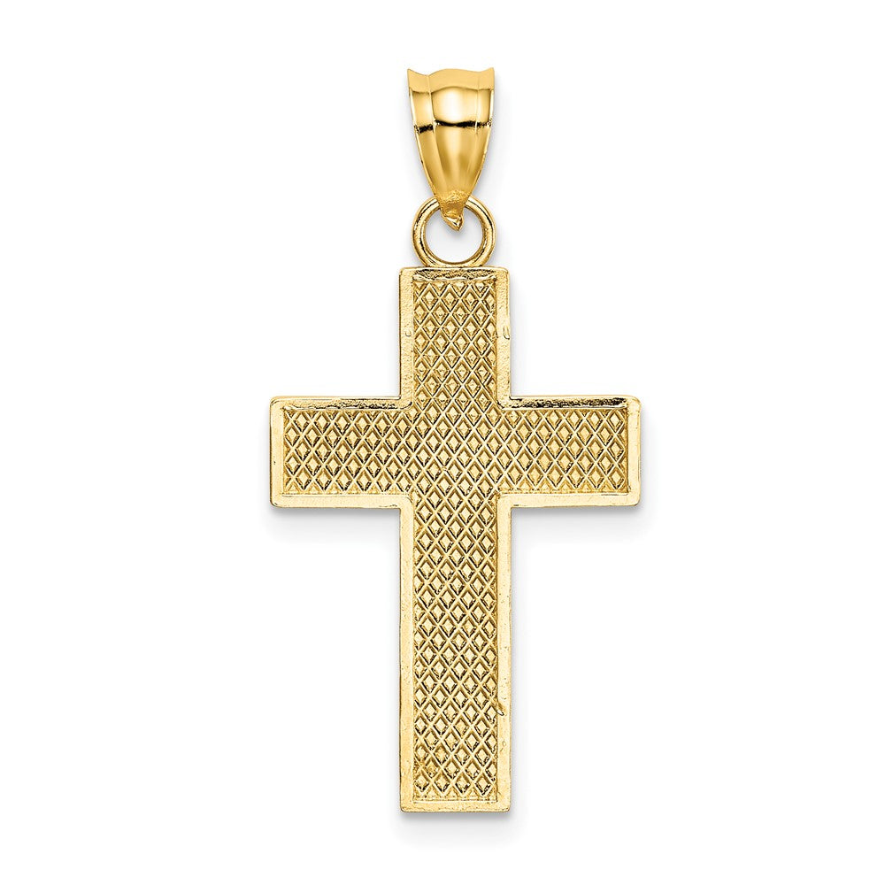 FJC Finejewelers 10 kt Yellow Gold Bright Cut Block Cross Charm 22 mm