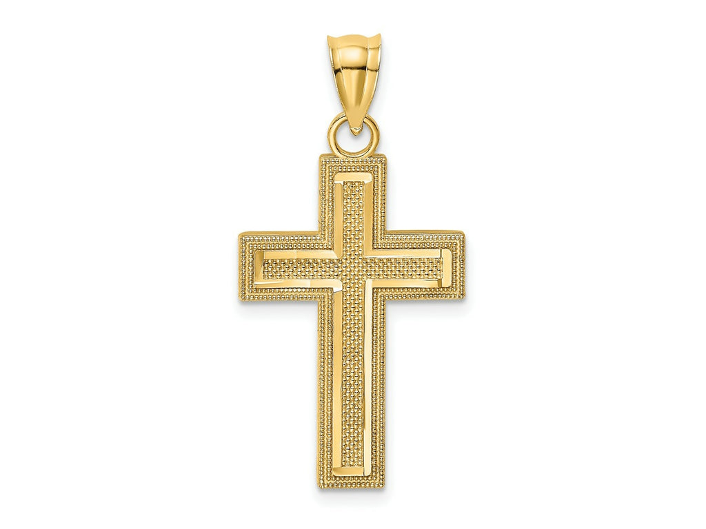 FJC Finejewelers 10 kt Yellow Gold Bright Cut Block Cross Charm 22 mm