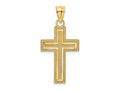 FJC Finejewelers 10 kt Yellow Gold Bright Cut Block Cross Charm 22 mm