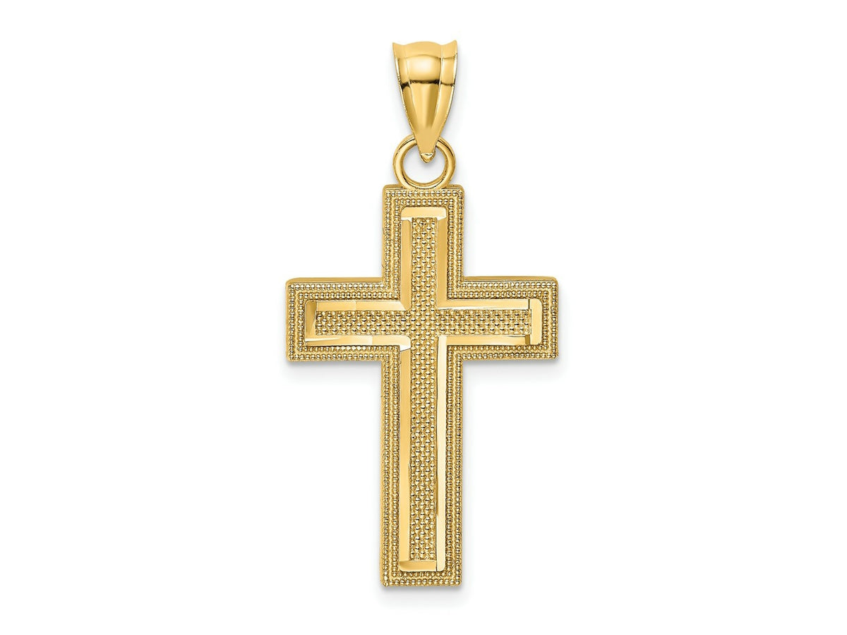 FJC Finejewelers 10 kt Yellow Gold Bright Cut Block Cross Charm 22 mm