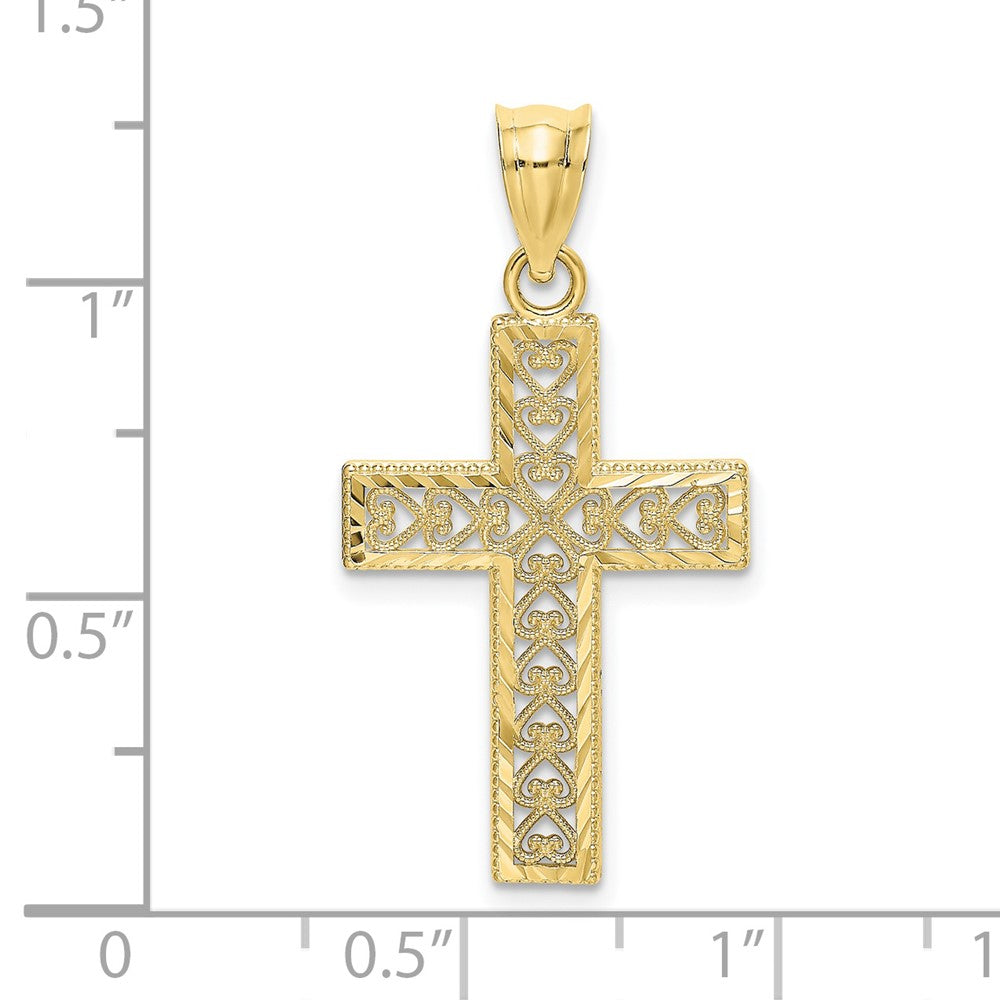 FJC Finejewelers 10 kt Yellow Gold Bright Cut Edge and Filigree Center Cross Charm 21 x 16 mm