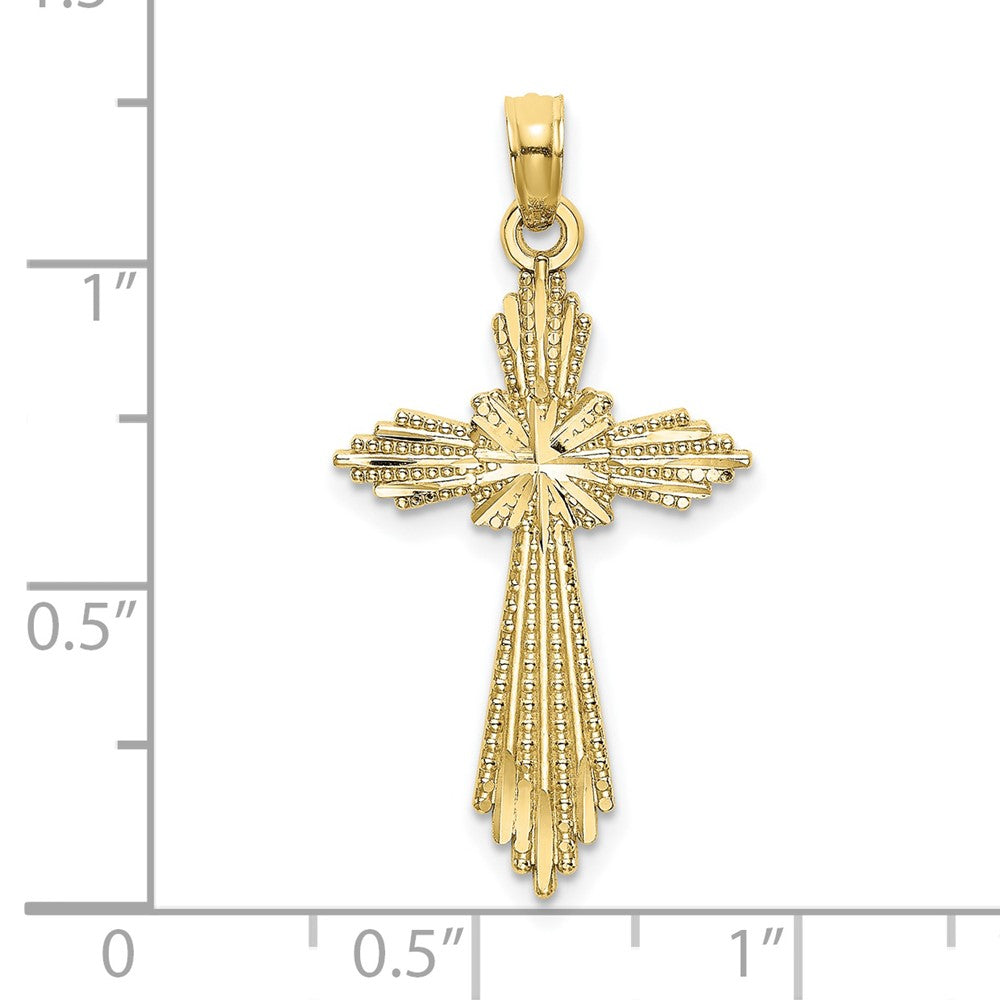 FJC Finejewelers 10 kt Yellow Gold Fancy Bright Cut Cross Charm 24 x 16 mm