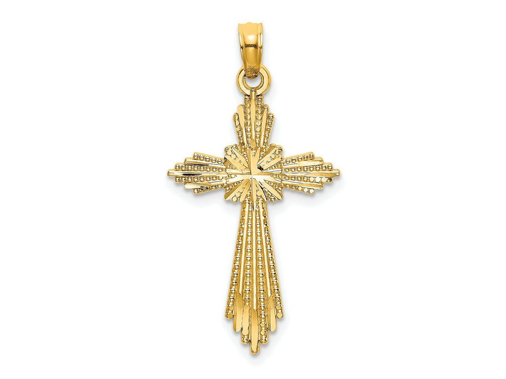 FJC Finejewelers 10 kt Yellow Gold Fancy Bright Cut Cross Charm 24 x 16 mm