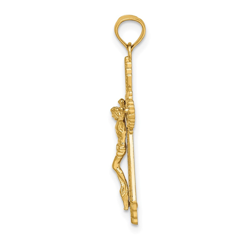FJC Finejewelers 10 kt Yellow Gold Bright Cut Crucifix Charm 31 mm