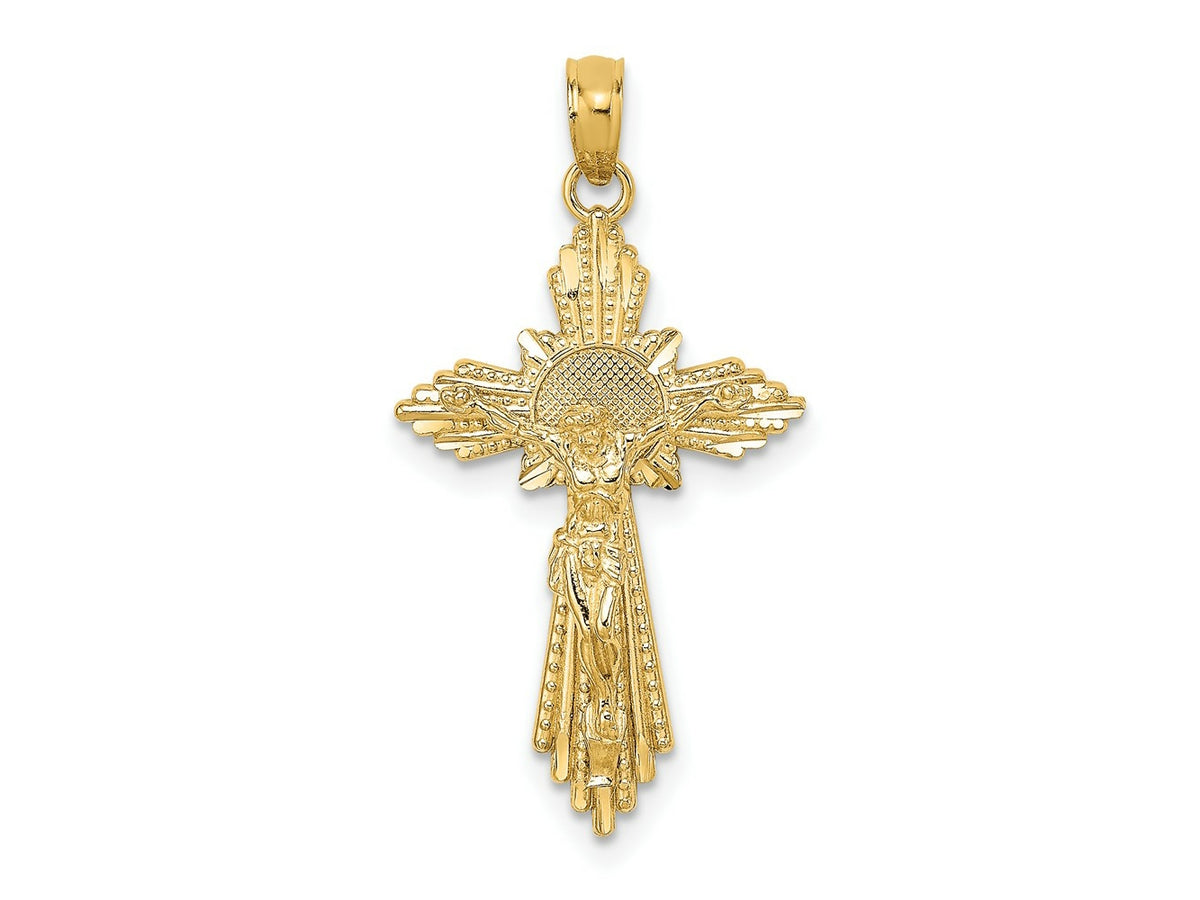 FJC Finejewelers 10 kt Yellow Gold Bright Cut Crucifix Charm 31 mm