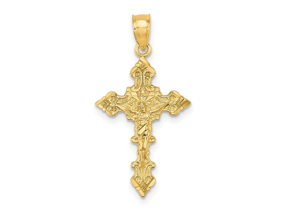 FJC Finejewelers 10 kt Yellow Gold Crucifix W/ Fancy Edges Charm 27 x 14 mm