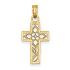 FJC Finejewelers 10 kt Yellow Gold Flower In Cross Charm 16 mm