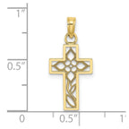 FJC Finejewelers 10 kt Yellow Gold Flower In Cross Charm 16 mm