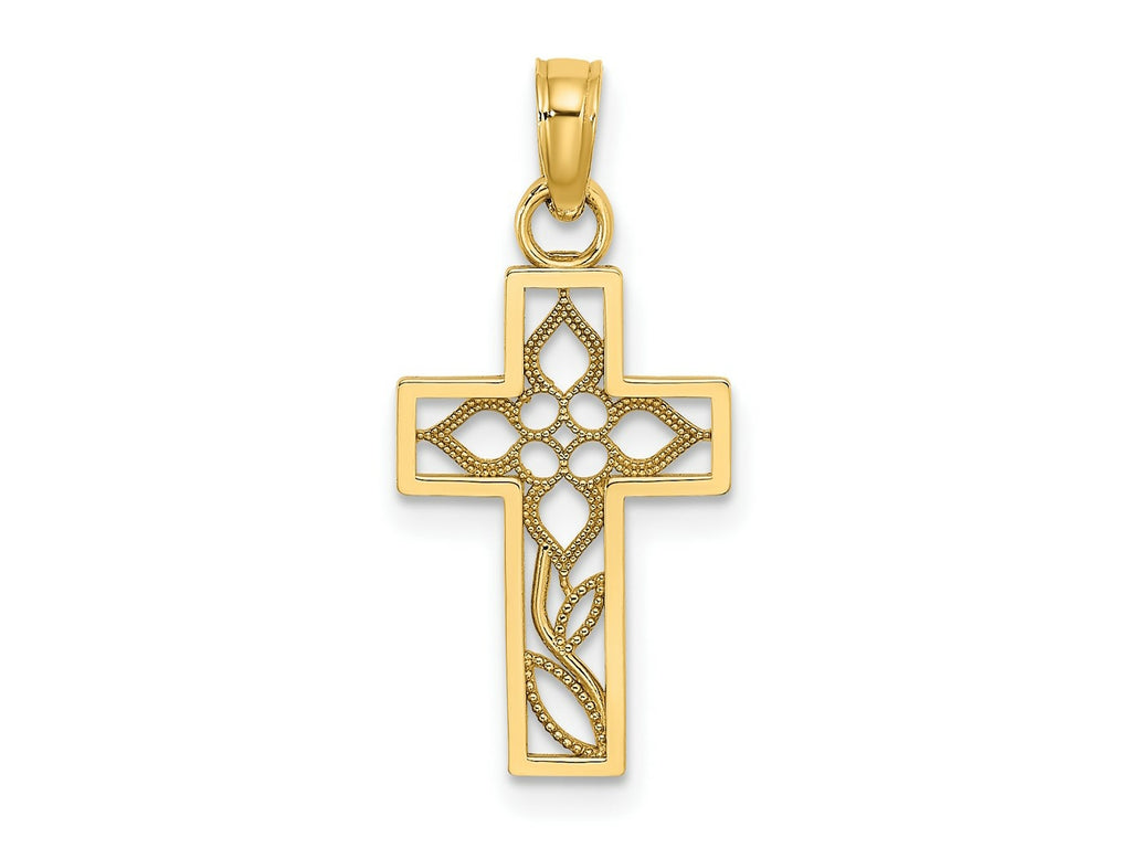 FJC Finejewelers 10 kt Yellow Gold Flower In Cross Charm 16 mm