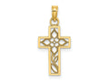 FJC Finejewelers 10 kt Yellow Gold Flower In Cross Charm 16 mm