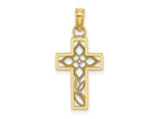 FJC Finejewelers 10 kt Yellow Gold Flower In Cross Charm 16 mm