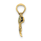 FJC Finejewelers 10 kt Yellow Gold Small Aqua Enameled Wings Butterfly Charm 15 x 17 mm