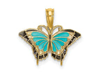 FJC Finejewelers 10 kt Yellow Gold Small Aqua Enameled Wings Butterfly Charm 15 x 17 mm