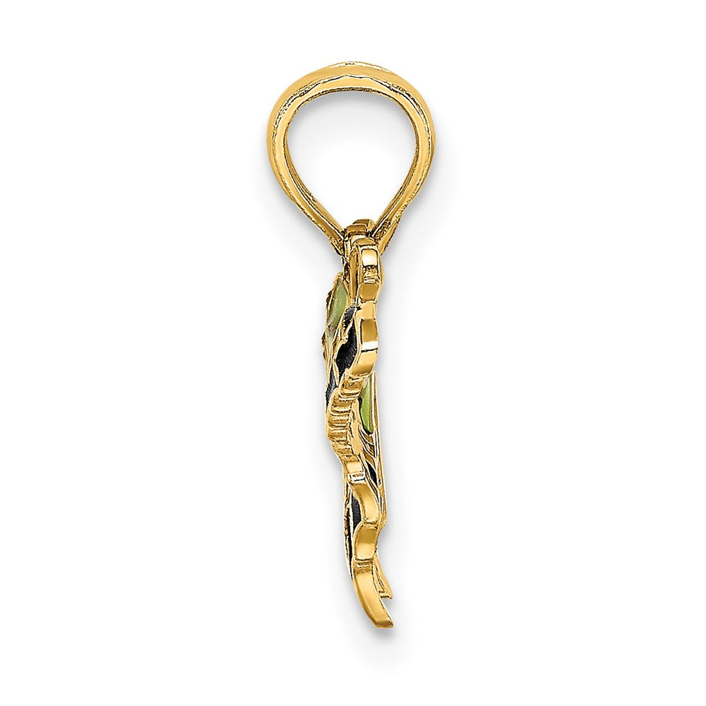 FJC Finejewelers 10 kt Yellow Gold Small Green Enameled Butterfly Charm 15 x 17 mm