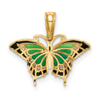 FJC Finejewelers 10 kt Yellow Gold Small Green Enameled Butterfly Charm 15 x 17 mm