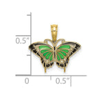 FJC Finejewelers 10 kt Yellow Gold Small Green Enameled Butterfly Charm 15 x 17 mm