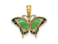 FJC Finejewelers 10 kt Yellow Gold Small Green Enameled Butterfly Charm 15 x 17 mm