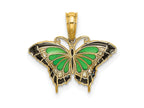 FJC Finejewelers 10 kt Yellow Gold Small Green Enameled Butterfly Charm 15 x 17 mm