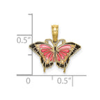FJC Finejewelers 10 kt Yellow Gold Small Enameled Pink Butterfly 15 x 17 mm