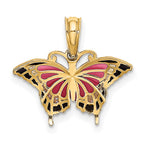 FJC Finejewelers 10 kt Yellow Gold Small Enameled Pink Butterfly 15 x 17 mm
