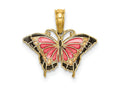 FJC Finejewelers 10 kt Yellow Gold Small Enameled Pink Butterfly 15 x 17 mm