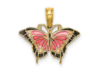 FJC Finejewelers 10 kt Yellow Gold Small Enameled Pink Butterfly 15 x 17 mm