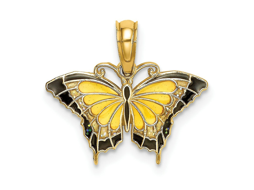 FJC Finejewelers 10 kt Yellow Gold Small Enameled Yellow Butterfly Charm 15 x 17 mm