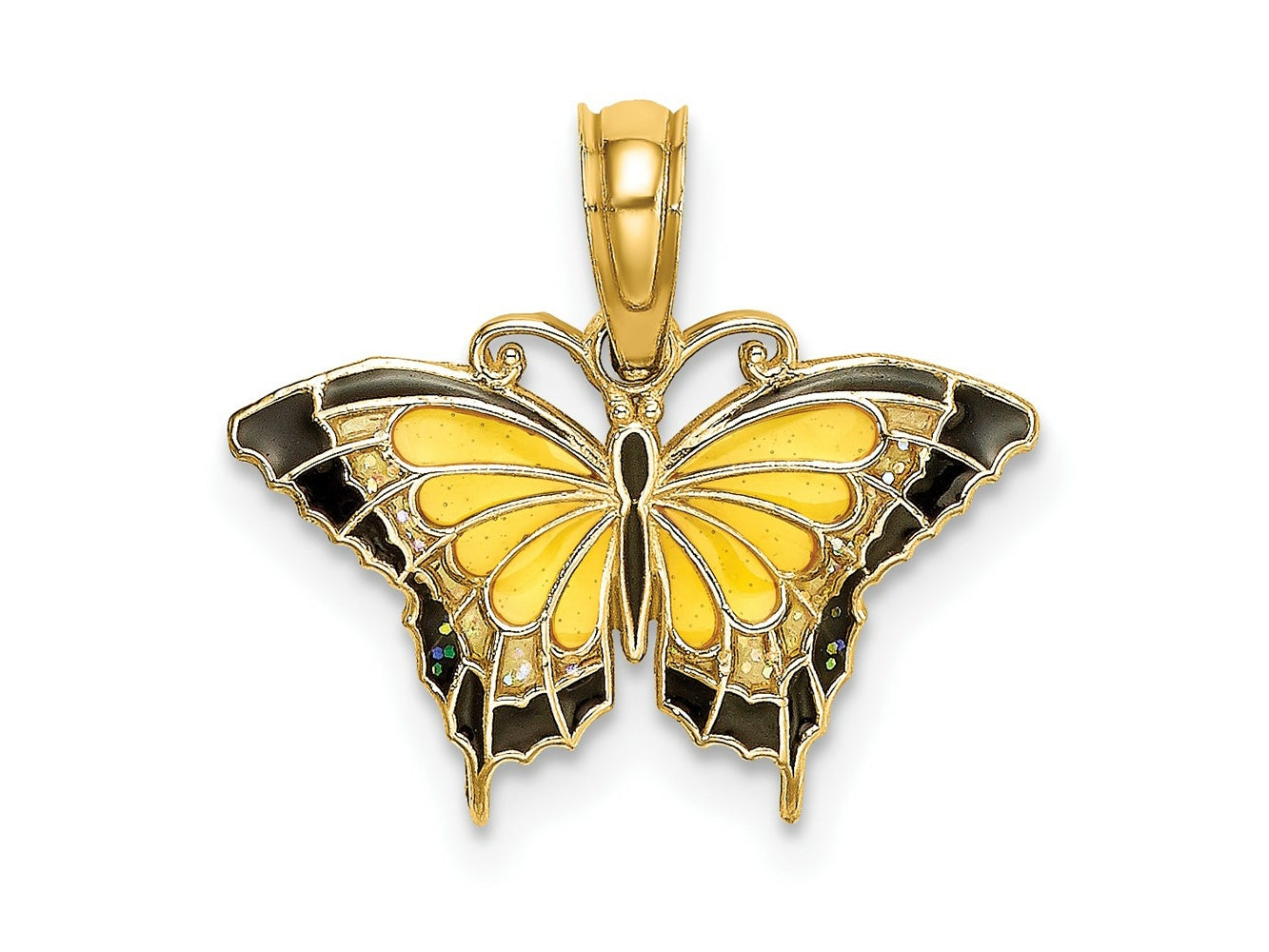 FJC Finejewelers 10 kt Yellow Gold Small Enameled Yellow Butterfly Charm 15 x 17 mm