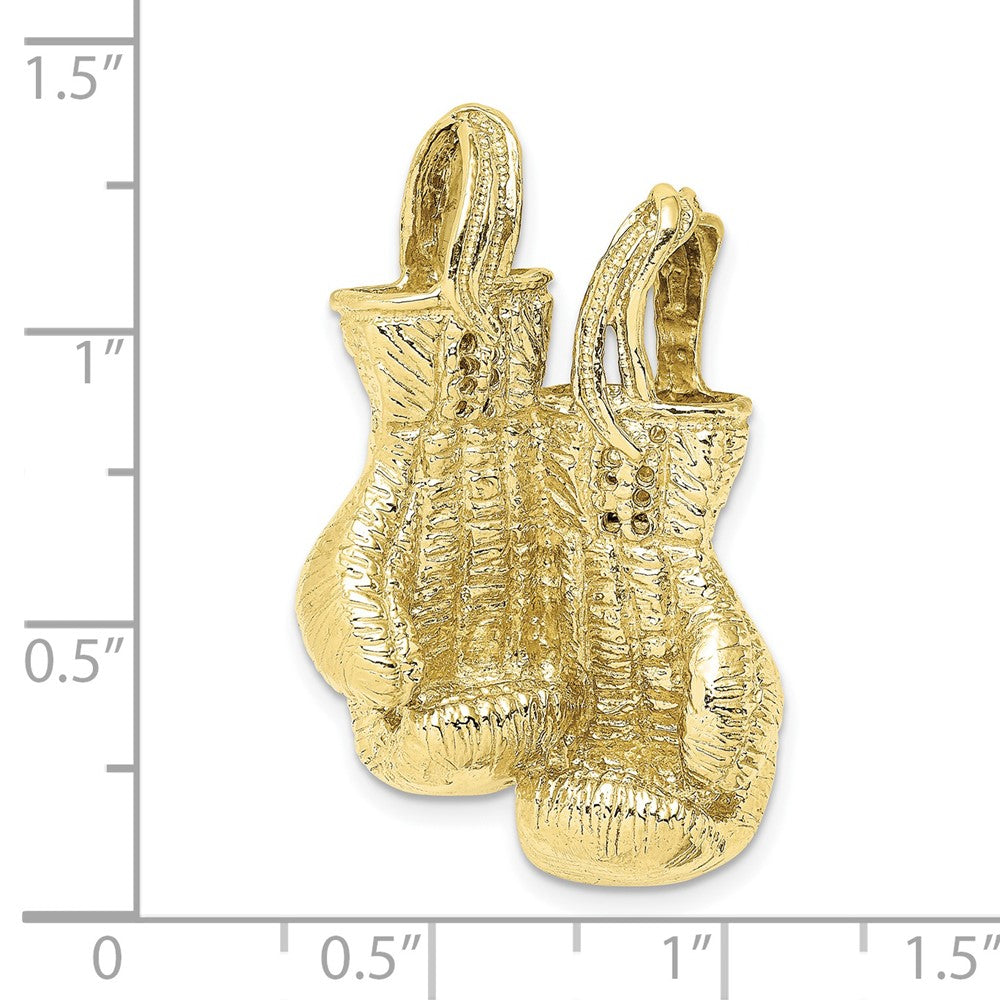 FJC Finejewelers 10 kt Yellow Gold 3-D Textured Double Boxing Gloves Charm 34 x 21 mm