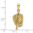 FJC Finejewelers 10 kt Yellow Gold 3-D Polished Baseball Glove, Bat and Ball Charm 16 x 11 mm