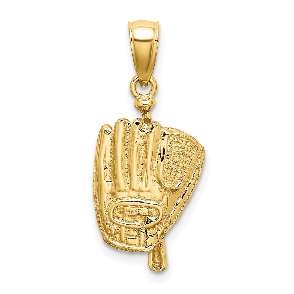 FJC Finejewelers 10 kt Yellow Gold 3-D Polished Baseball Glove, Bat and Ball Charm 16 x 11 mm