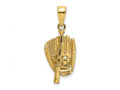 FJC Finejewelers 10 kt Yellow Gold 3-D Polished Baseball Glove, Bat and Ball Charm 16 x 11 mm