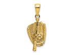 FJC Finejewelers 10 kt Yellow Gold 3-D Polished Baseball Glove, Bat and Ball Charm 16 x 11 mm